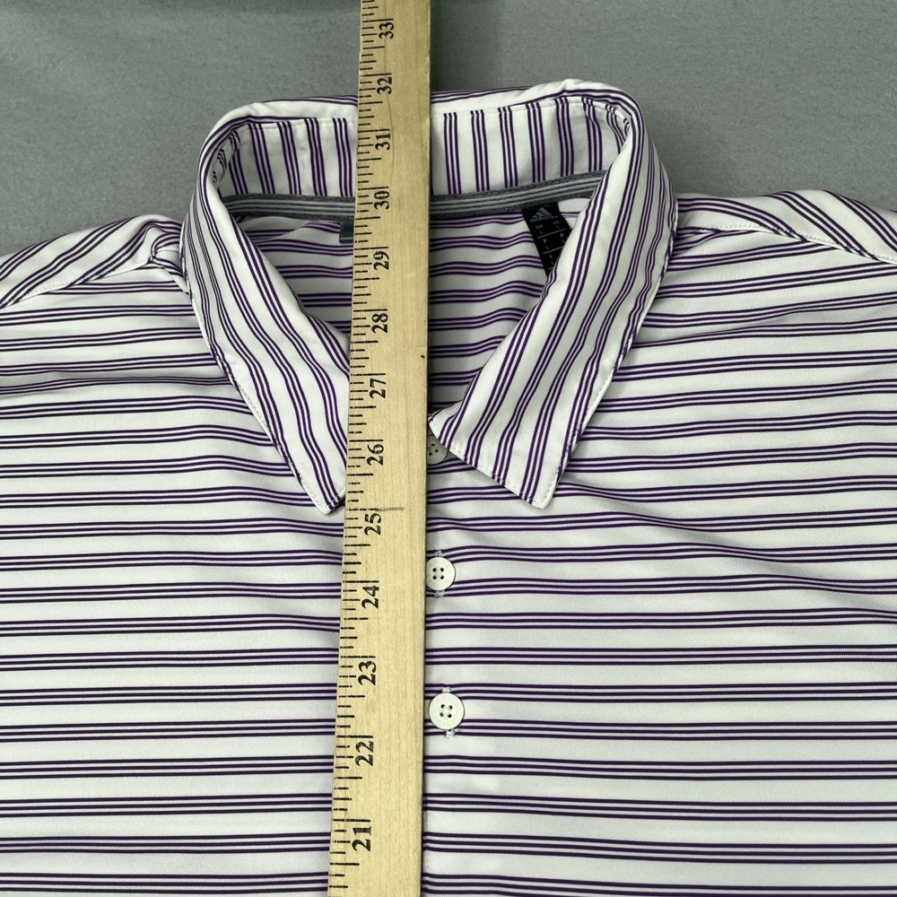 Adidas Golf Performance Polo Mens Large Purple Striped Shirt Memorial Tournament - Picture 10 of 12
